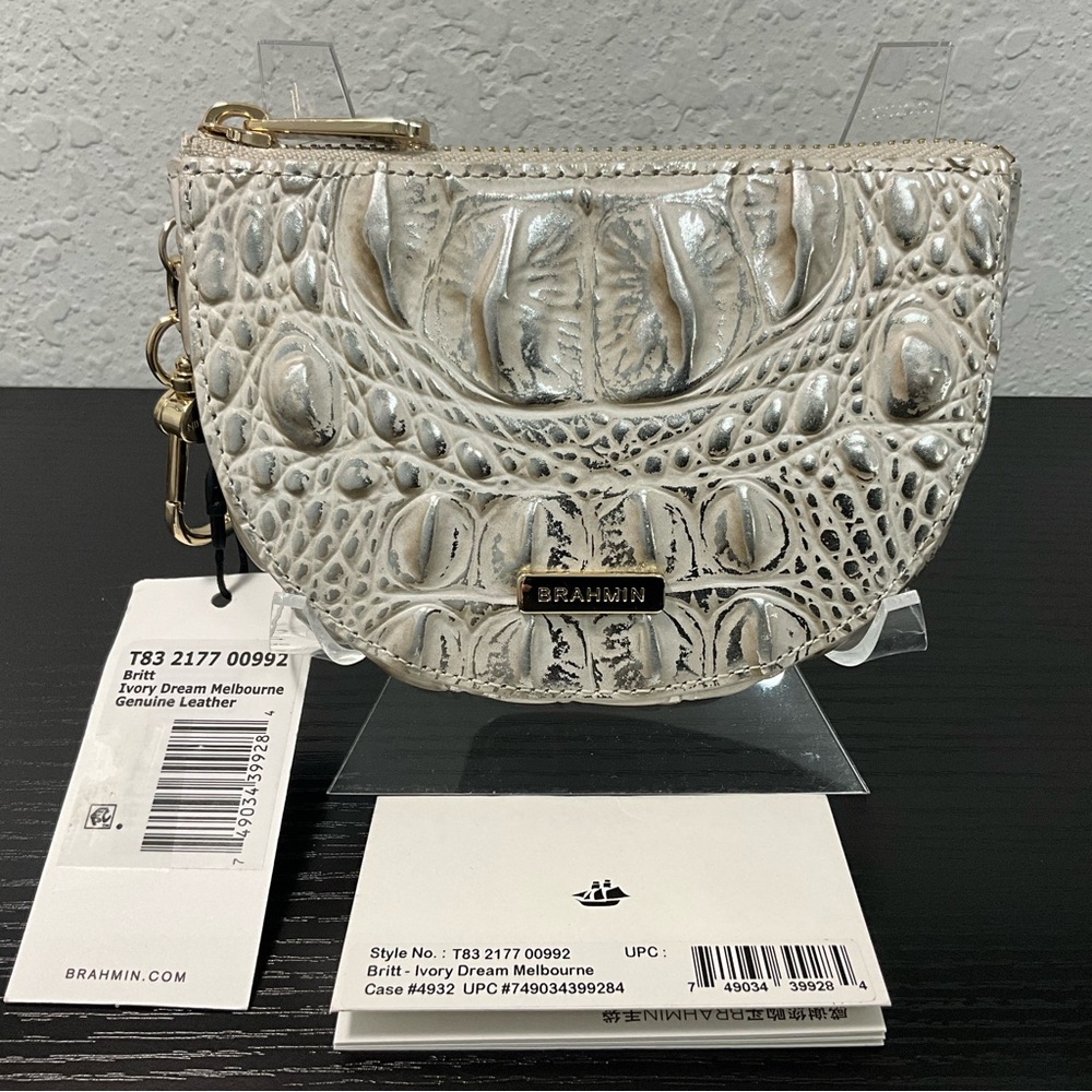 Brahmin Britt IVORY DREAM MELBOURNE Coin Wallet Purse Charm/ Purse Charm